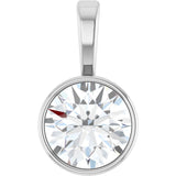 14K White Gold 5/8 CT Lab-Grown Diamond Bezel-Set Solitaire Pendant
