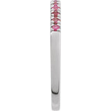 10K White Gold Natural Pink Tourmaline Stackable Ring