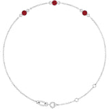 Sterling Silver Natural Ruby Bezel-Set 3-Stone 6 1/2-7 1/2" Bracelet