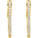 14K Yellow Gold 1 CTW Natural Diamond Inside-Outside 26.5 mm Hinged Hoop Earrings