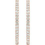 14K Rose Gold 5 CTW Natural Diamond Inside-Outside 41.5 mm Hinged Hoop Earrings