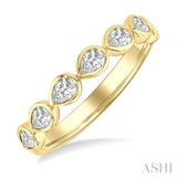 3/4 Ctw East-West Set Pear Cut Bezel Diamond Stackable Fashion Band in 14K Yellow Gold