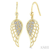 1/20 Ctw Round Cut Diamond Angel Wings Diamond Earrings in Yellow Gold Vermeil