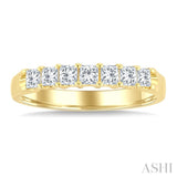 1/2 Ctw 7 Stone Princess Cut Diamond Wedding Band in 14K Yellow Gold