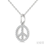 1/8 Ctw Round Cut Diamond Peace Petite Pendant With Chain in 10K White Gold