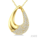1/3 Ctw Round Cut Diamond Aeris Gold Open Window Teardrop Fashion Pendant With Chain in 14K Yellow Gold