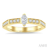 3/8 Ctw Hexagon Shank Marquise and Round Cut Diamond Fashion Ring in 14K Yellow Gold