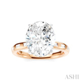 1/3 Ctw Oval Shape Baguette and Round Cut Diamond Semi-Mount Engagement Ring in 14K Rose and White Gold