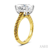 1/10 Ctw Emerald Shape Round Cut Diamond Akari Wheat Shank Semi-Mount Engagement Ring in 14K Yellow and White Gold