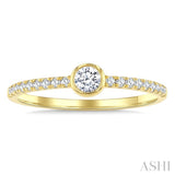1/3 Ctw Bezel Set Round Cut Diamond Luna Bezel Fashion Ring in 14K Yellow Gold
