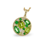 14KT Gold Peridot & Tsavorite Necklace