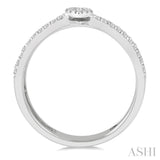 1/3 Ctw Twin Band Pear Shape Lovebright Round Cut Diamond Fashion Ring in 14K White Gold