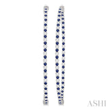 1.6 MM Sapphire and Alternating 1 1/2 Ctw Round Cut Inside-Out Diamond Precious Hoop Earrings in 14K White Gold