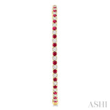 2.1 MM Ruby and Alternating 2 1/2 Ctw Round Cut Inside-Out Diamond Precious Hoop Earrings in 14K Yellow Gold