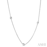 1/2 Ctw Round Cut Diamond Station Necklace in 14K White Gold