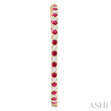 2.3 MM Ruby and Alternating 2 1/2 Ctw Round Cut Inside-Out Diamond Precious Hoop Earrings in 14K Yellow Gold