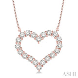 3/4 Ctw Round Cut Diamond Heart Pendant With Chain in 14K Rose Gold