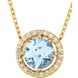 14K Yellow Gold Natural Aquamarine & .06 CTW Natural Diamond Semi-Set Halo-Style 16