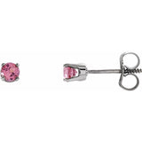 Sterling Silver Imitation Pink Tourmaline Youth Earrings