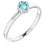 14K White Gold 4 mm Natural Blue Zircon Ring