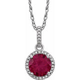 Sterling Silver Lab-Grown Ruby & .01 CTW Natural Diamond 18