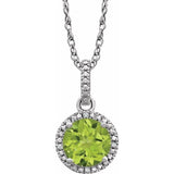 Sterling Silver Natural Peridot & .01 CTW Natural Diamond 18