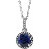 Sterling Silver Lab-Grown Blue Sapphire & .01 CTW Natural Diamond 18