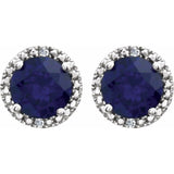 Sterling Silver Lab-Grown Blue Sapphire & .01 CTW Natural Diamond Earrings