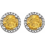 Sterling Silver Natural Citrine & .01 CTW Natural Diamond Earrings