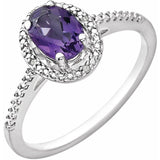 Sterling Silver Natural Amethyst & .01 CTW Natural Diamond Ring