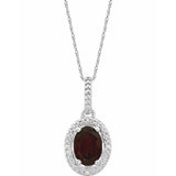 Sterling Silver Natural Mozambique Garnet & .01 CTW Natural Diamond 18