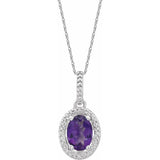 Sterling Silver Natural Amethyst & .01 CTW Natural Diamond 18
