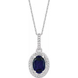 Sterling Silver Lab-Grown Blue Sapphire & .01 CTW Natural Diamond 18