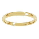 14K Yellow Gold 2 mm Lightweight Comfort-Fit Half Round Band Size 8.5