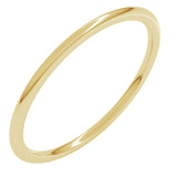 14K Yellow Gold 1 mm Lightweight Comfort-Fit Half Round Band Size 4.5