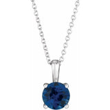 14K White Gold 4 mm Natural Blue Sapphire 16-18