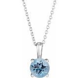 Sterling Silver 4 mm Natural Aquamarine 16-18