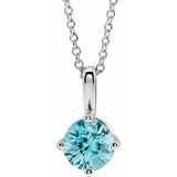Sterling Silver 4 mm Natural Blue Zircon Solitaire 16-18