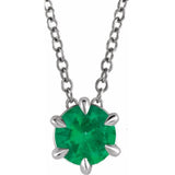 Sterling Silver 4 mm Lab-Grown Emerald Solitaire 16-18