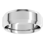 14K White Gold 7 mm Beveled-Edge Comfort-Fit Flat Band Size 8.5