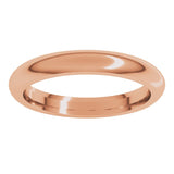 14K Rose Gold 3 mm Comfort-Fit Half Round Band Size 7