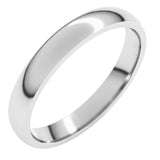 14K White Gold 3 mm Lightweight Comfort-Fit Half Round Band Size 9.5