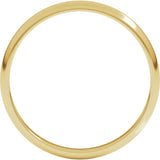 14K Yellow Gold 2.5 mm Lightweight Half Round Band Size 7