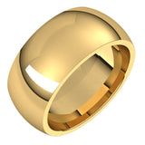 14K Yellow Gold 9 mm Comfort-Fit Half Round Band Size 12