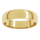 14K Yellow Gold 5 mm Lightweight Half Round Band Size 6.5