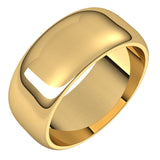 14K Yellow Gold 8 mm Half Round Band Size 6.5