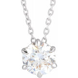 14K White Gold 7/8 CT Lab-Grown Diamond Solitaire 16-18