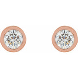 14K Rose Gold 1/10 CTW Natural Diamond Micro Bezel-Set Earrings