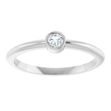 14K White Gold 1/10 CT Rose-Cut Natural Diamond Stackable Ring