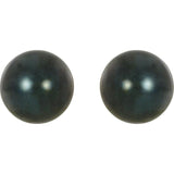 14K Yellow Gold 7 mm Cultured Black Akoya Pearl Earrings